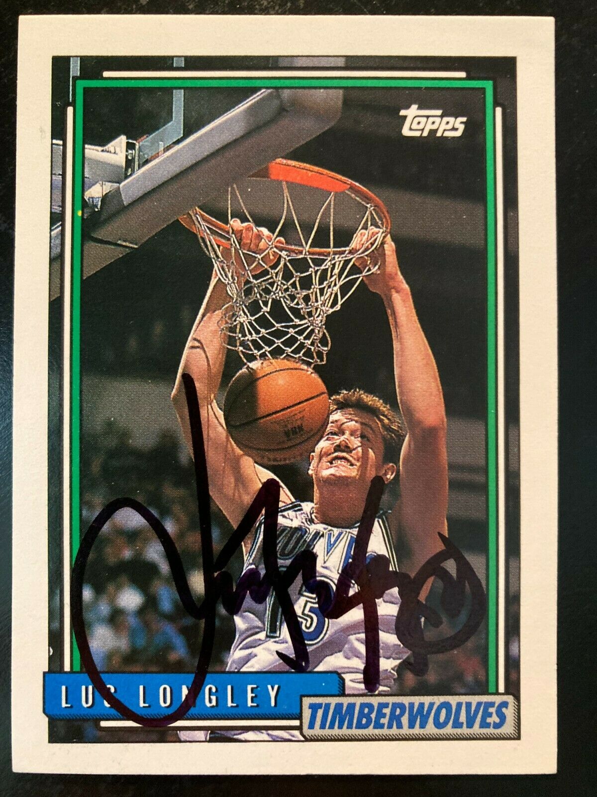 1992-93 Topps Rookie Basketball #89 Luc Longley Signed Autographed Timberwolves
