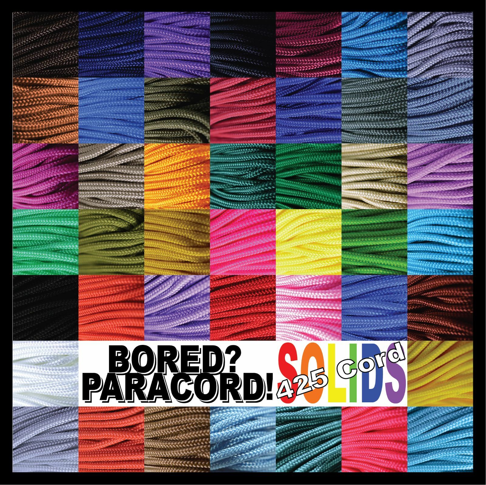 425 Paracord Rope 3 Strand Cord - 100 Feet - 44 Solid Colors