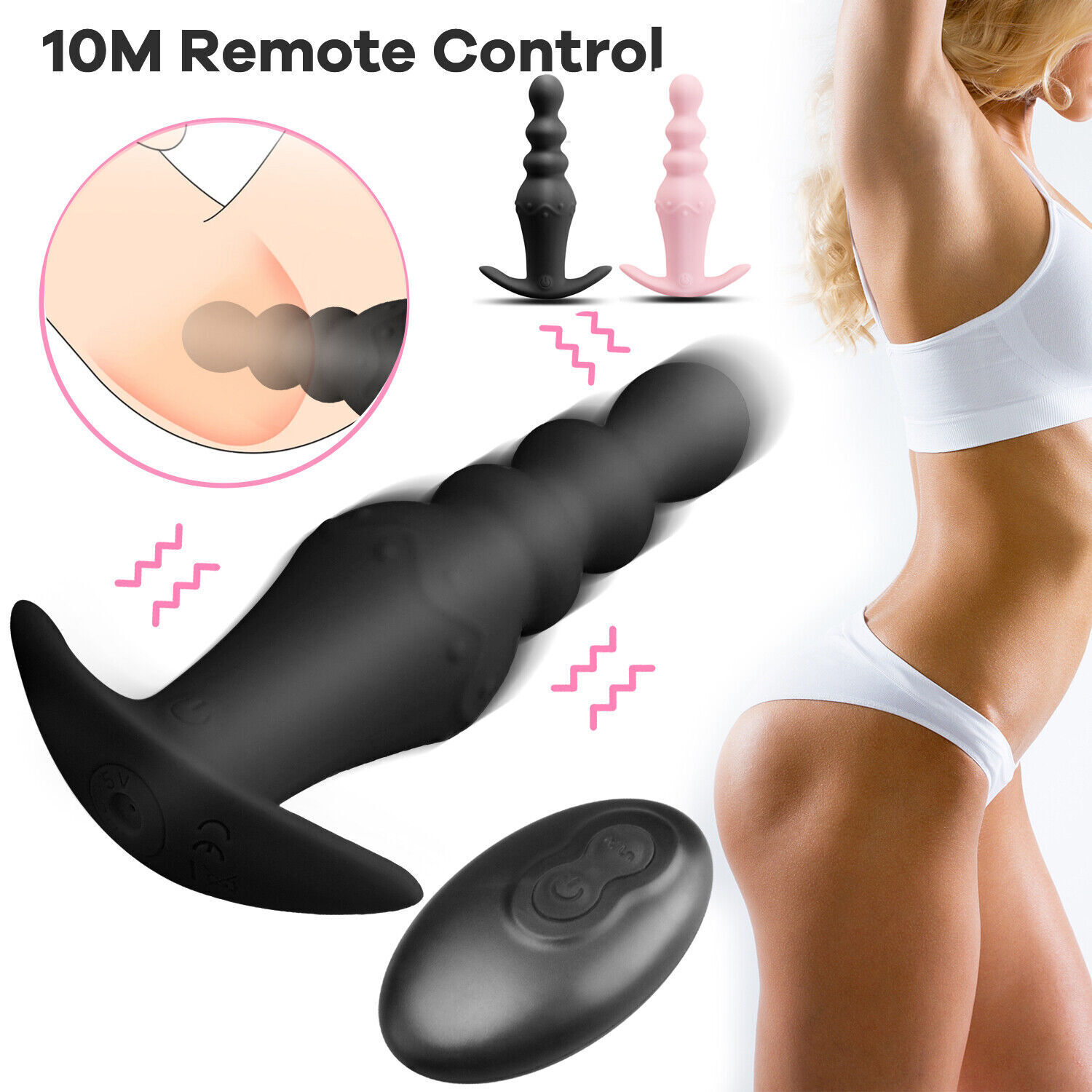 Remote Control Anal Beads Butt Plug Vibrator Stimulator Massager Sex Toys Unisex