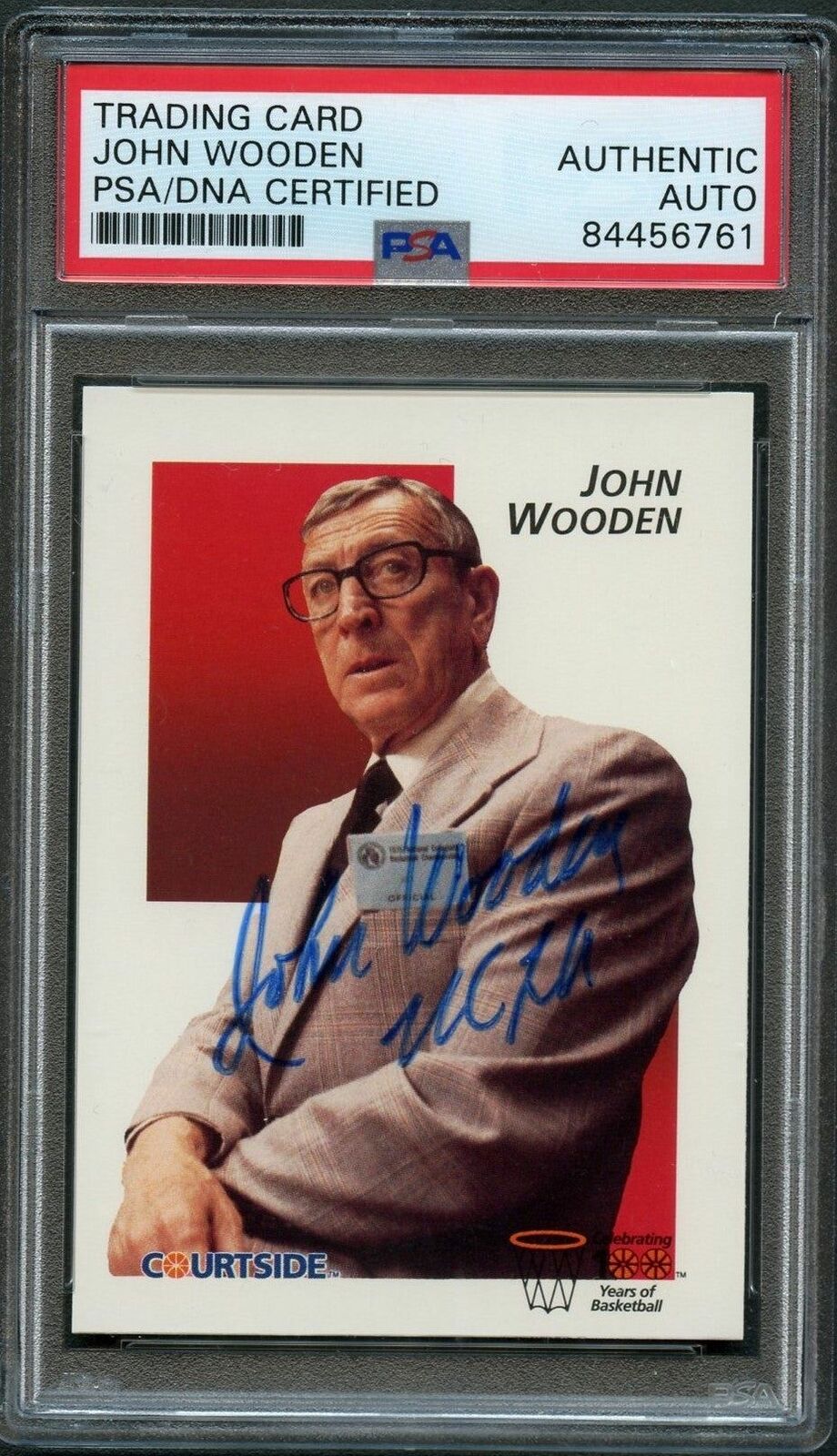 1992 Courtside #45 John Wooden Signed Card Auto Psa Ucla