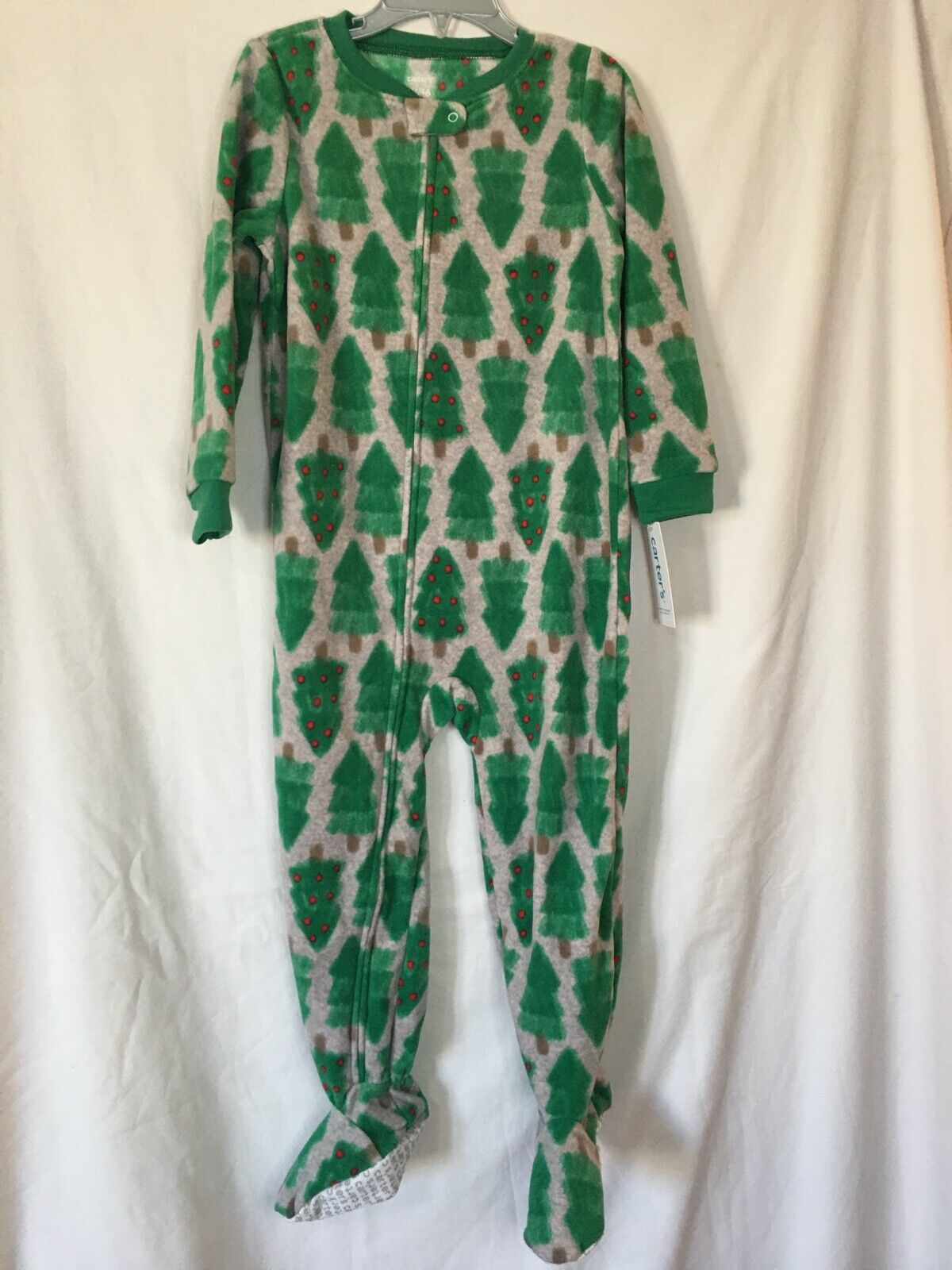New Carter's Christmas Tree Fleece Pajama Pjs Footie Sleeper Toddler Boy Girl